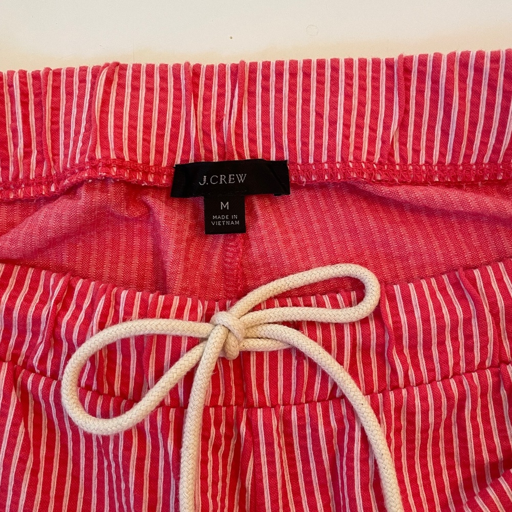 J Crew Red/White Stripe Wide-Leg Pants, Sz M